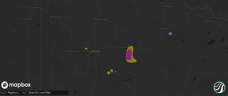 Hail map in Ralls, TX on May 31, 2026