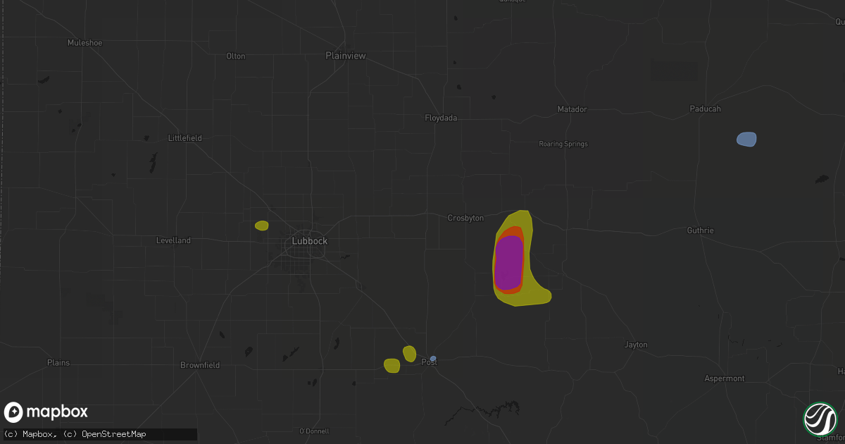 Hail map in Ralls, TX on May 31, 2026