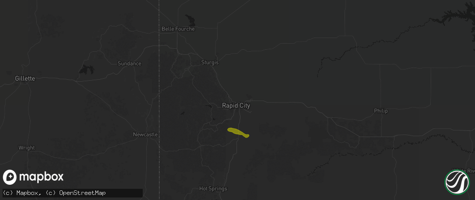Hail map in Rapid City, SD on May 31, 2026