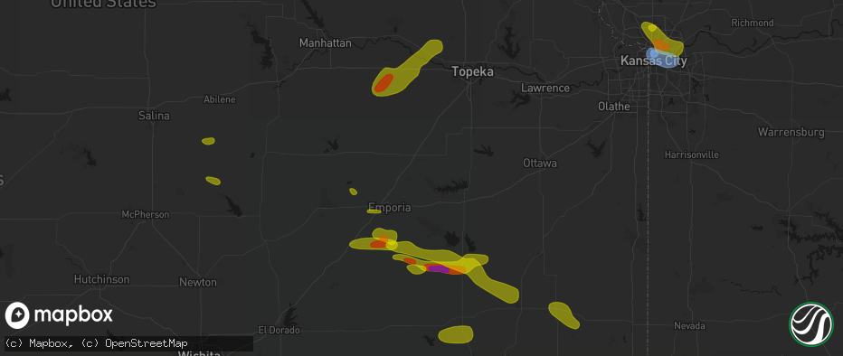 Hail map in Reading, KS on May 31, 2026