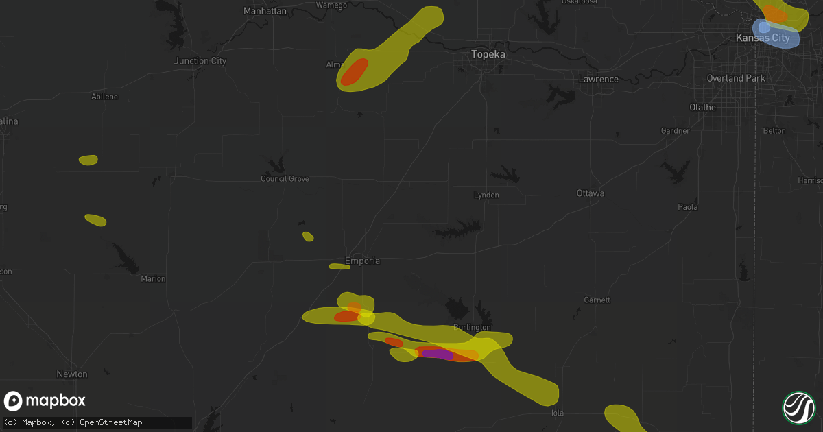 Hail map in Reading, KS on May 31, 2026