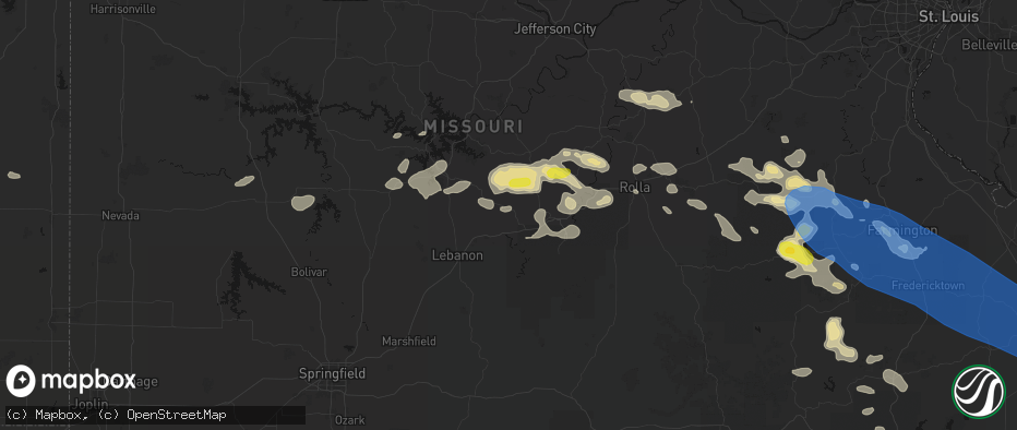 Hail map in Richland, MO on May 31, 2026