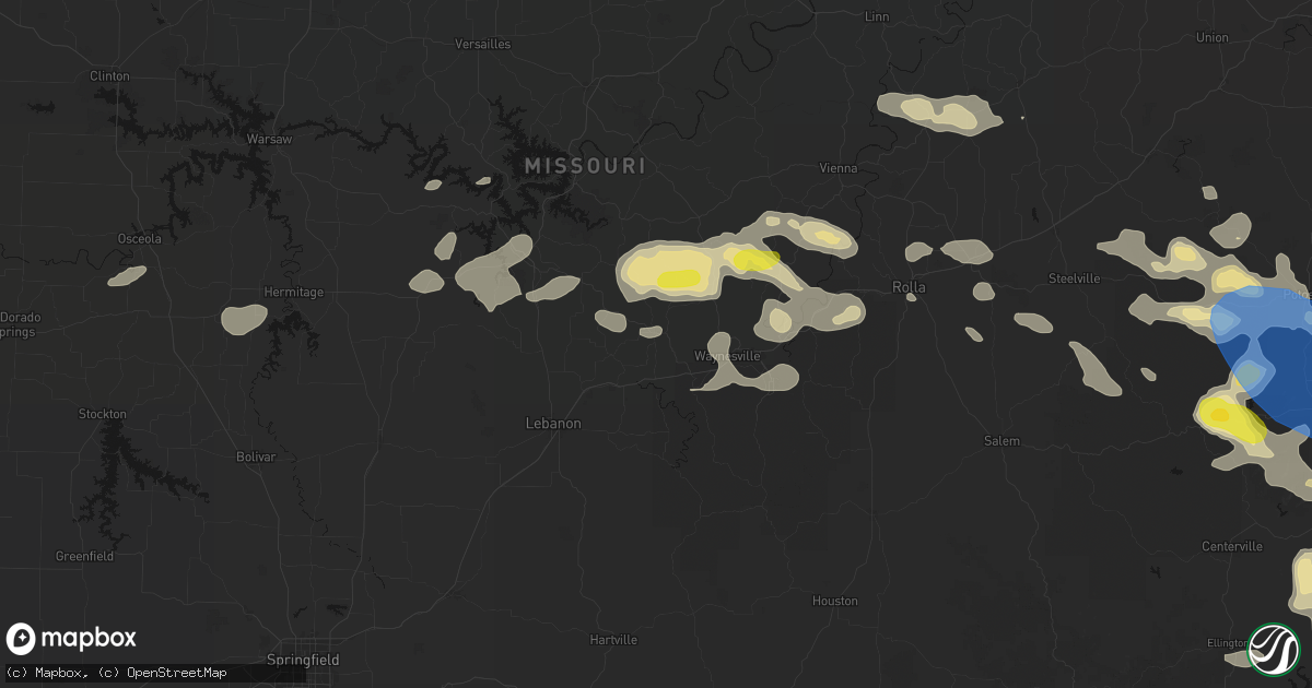 Hail map in Richland, MO on May 31, 2026
