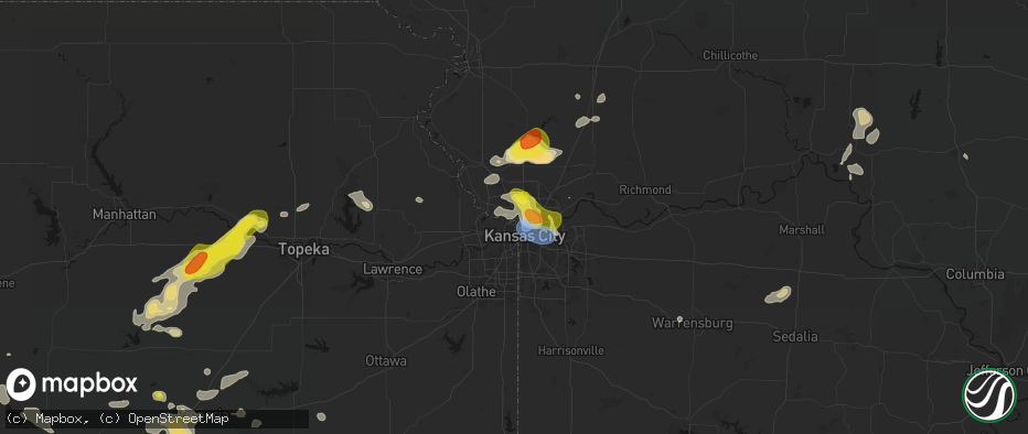 Hail map in Riverside, MO on May 31, 2026