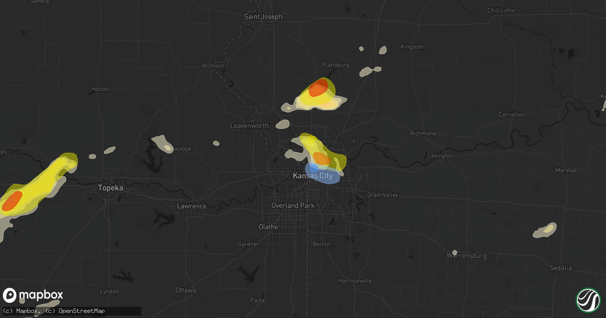 Hail map in Riverside, MO on May 31, 2026