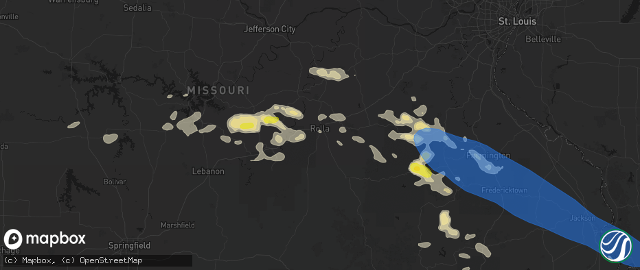 Hail map in Rolla, MO on May 31, 2026