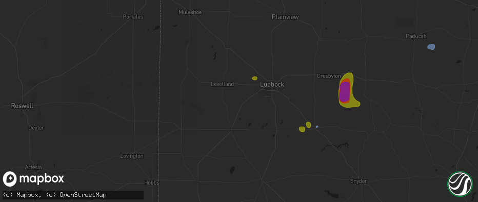 Hail map in Ropesville, TX on May 31, 2026