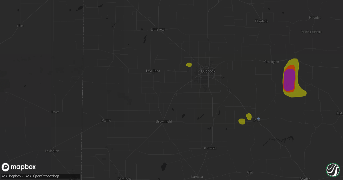 Hail map in Ropesville, TX on May 31, 2026
