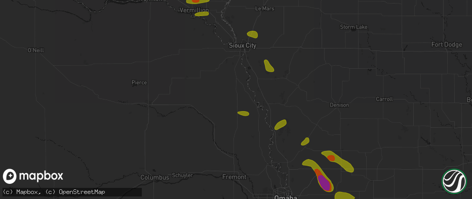 Hail map in Rosalie, NE on May 31, 2026