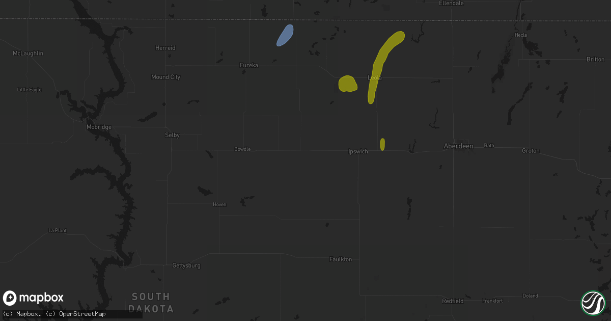 Hail map in Roscoe, SD on May 31, 2026