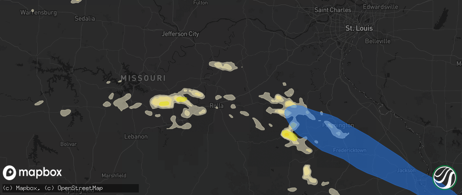 Hail map in Saint James, MO on May 31, 2026