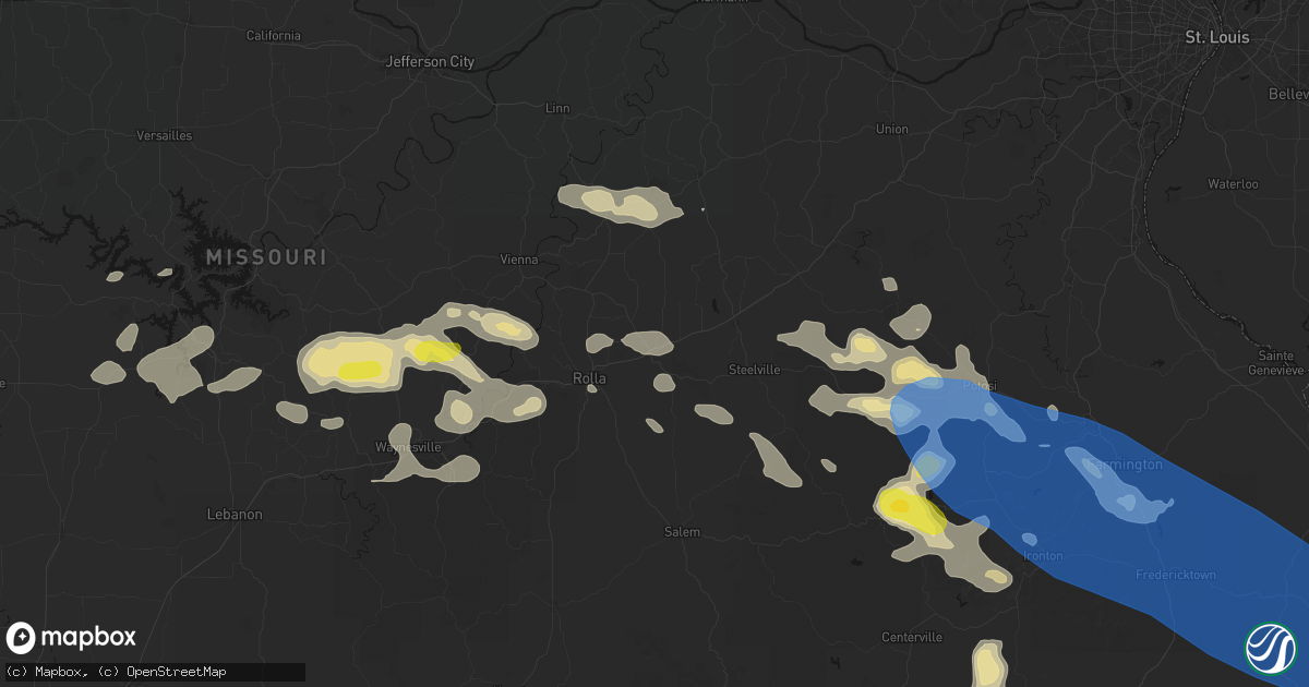 Hail map in Saint James, MO on May 31, 2026
