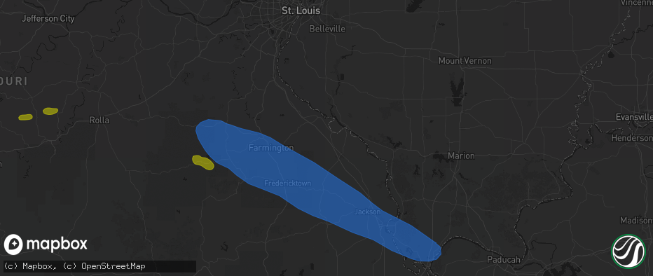 Hail map in Saint Mary, MO on May 31, 2026