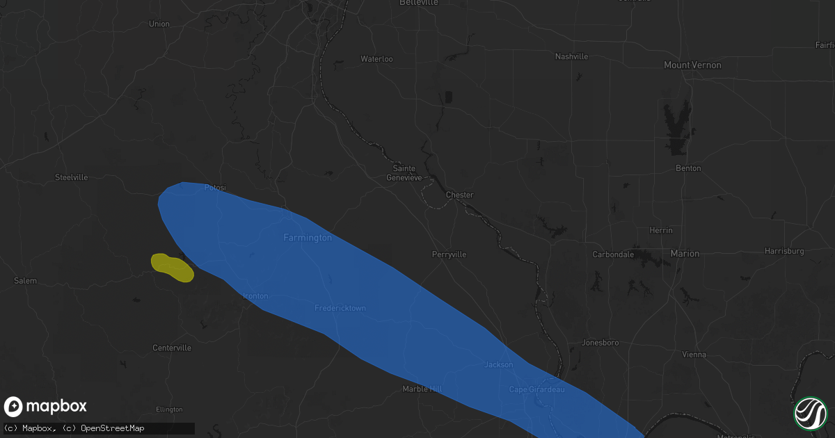 Hail map in Saint Mary, MO on May 31, 2026