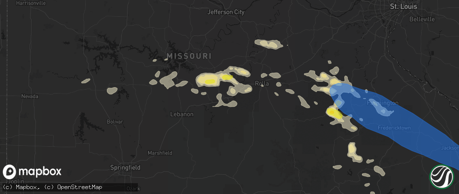 Hail map in Saint Robert, MO on May 31, 2026