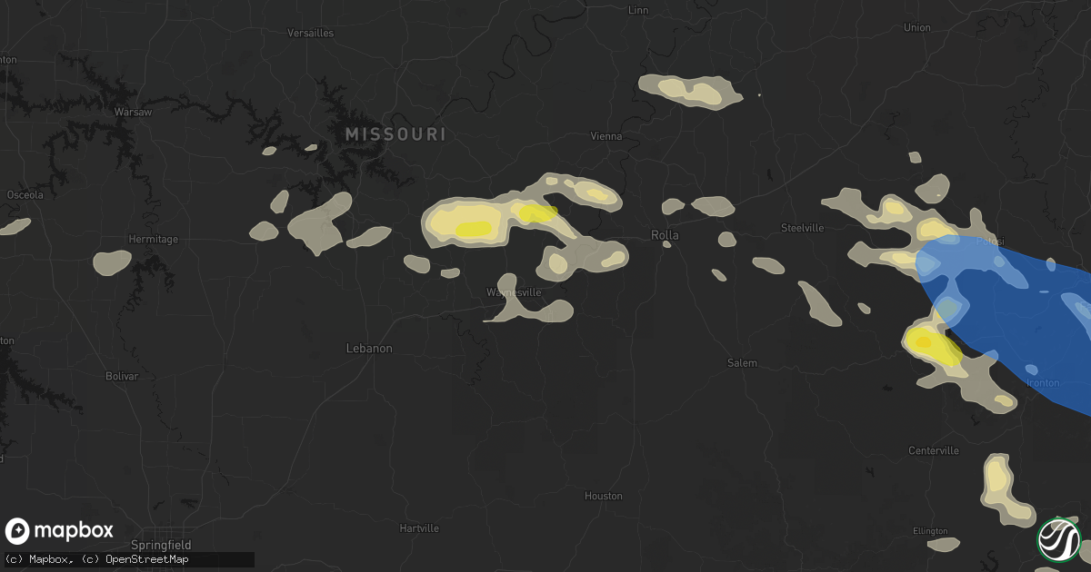 Hail map in Saint Robert, MO on May 31, 2026