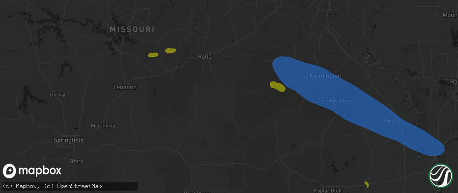 Hail map in Salem, MO on May 31, 2026