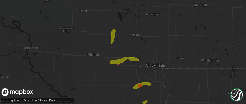 Hail map in Salem, SD on May 31, 2026