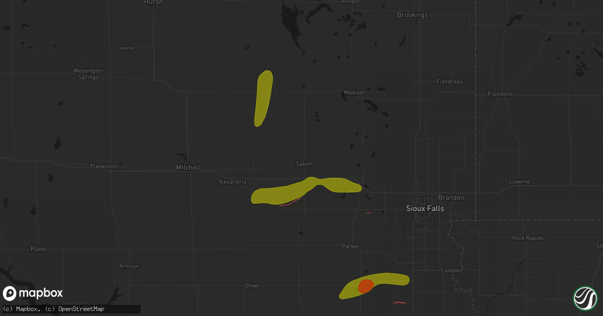 Hail map in Salem, SD on May 31, 2026