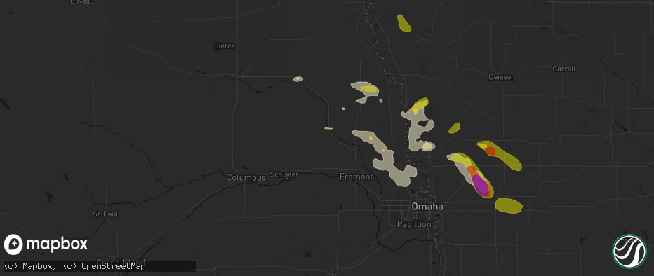 Hail map in Scribner, NE on May 31, 2026