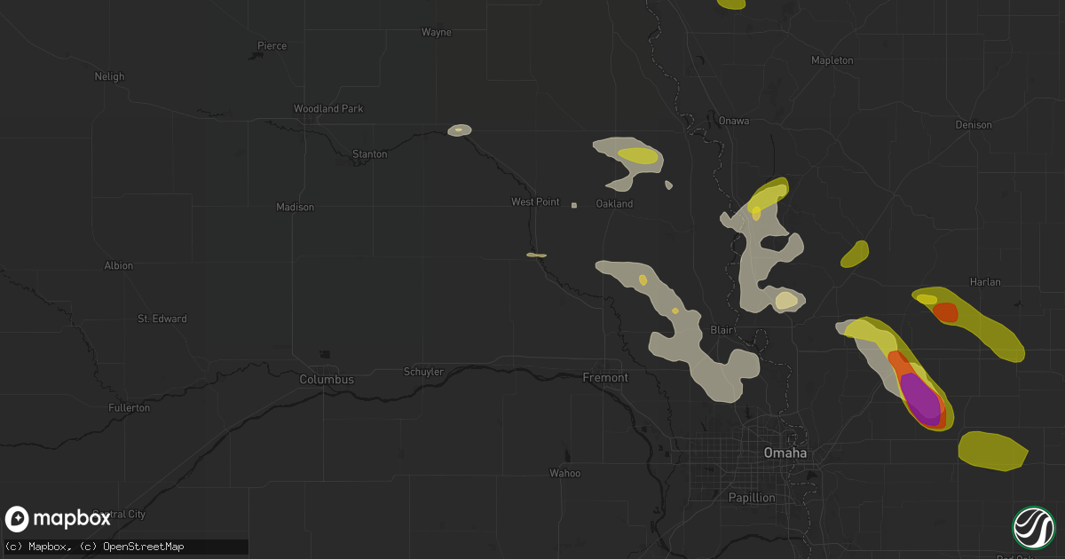 Hail map in Scribner, NE on May 31, 2026