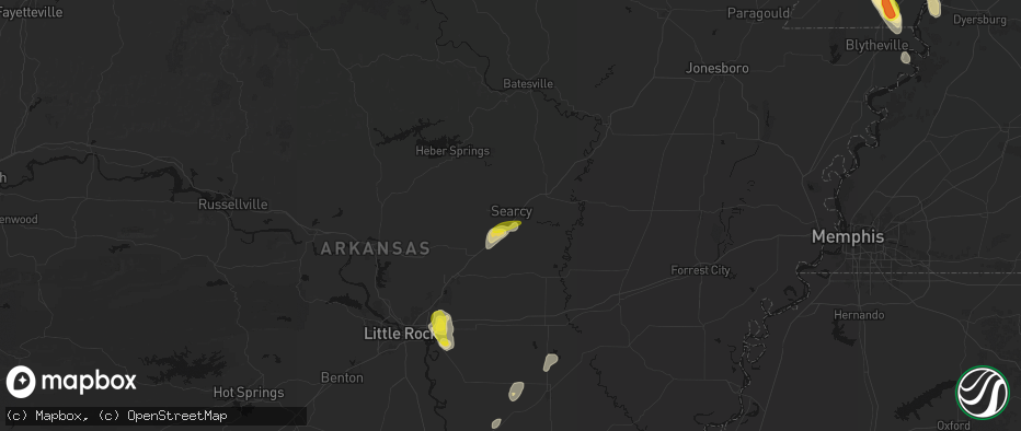 Hail map in Searcy, AR on May 31, 2026