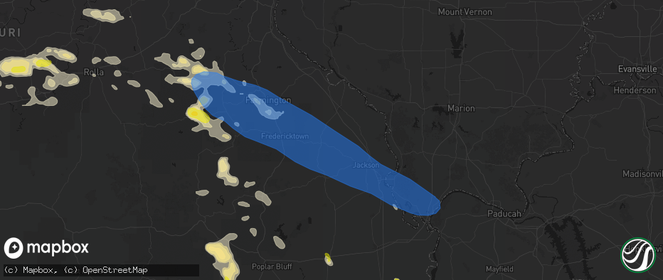 Hail map in Sedgewickville, MO on May 31, 2026