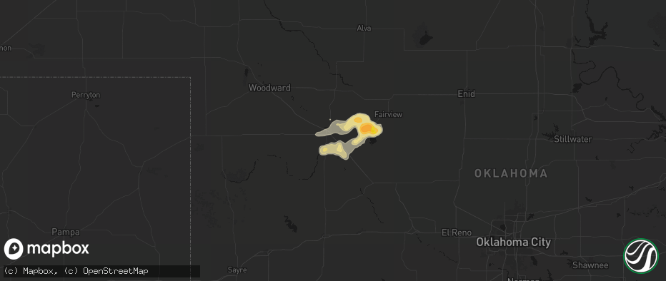 Hail map in Seiling, OK on May 31, 2026