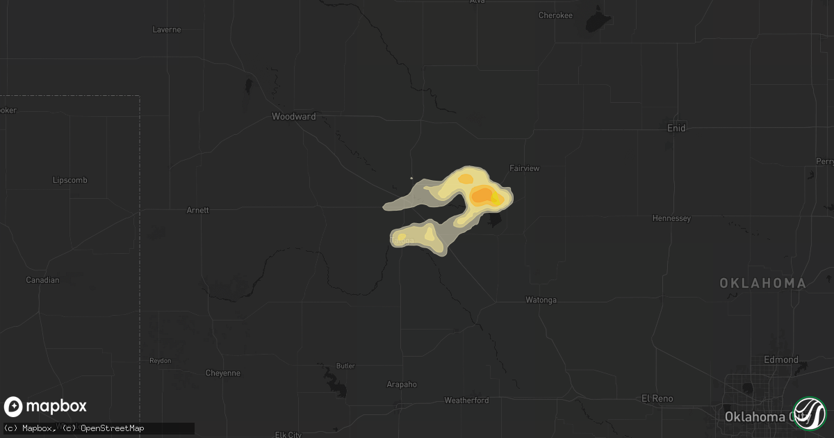 Hail map in Seiling, OK on May 31, 2026