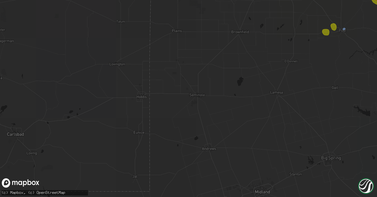 Hail map in Seminole, TX on May 31, 2026