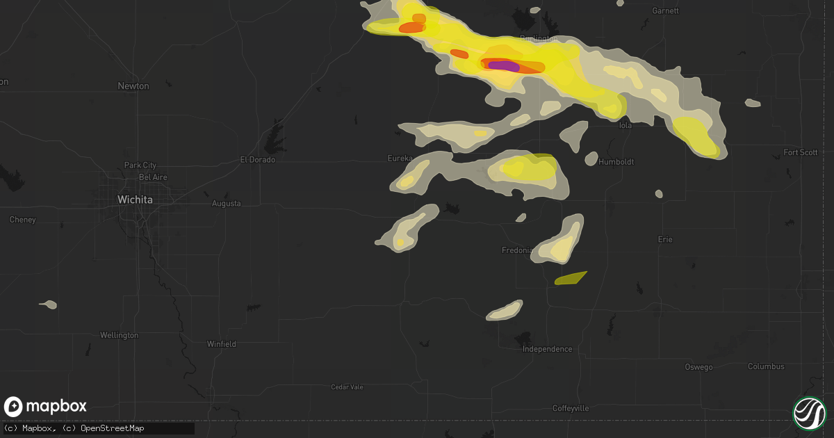 Hail map in Severy, KS on May 31, 2026