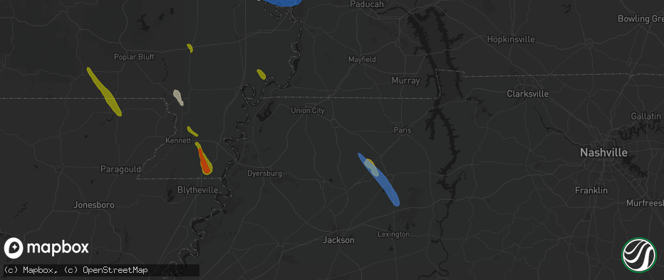 Hail map in Sharon, TN on May 31, 2026