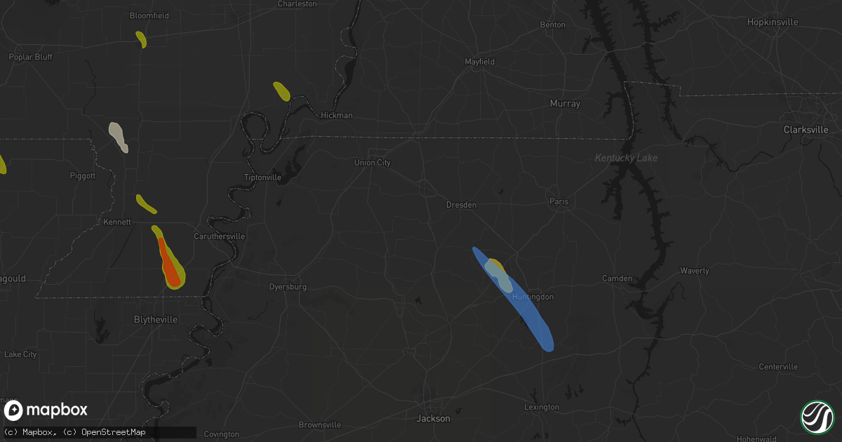 Hail map in Sharon, TN on May 31, 2026
