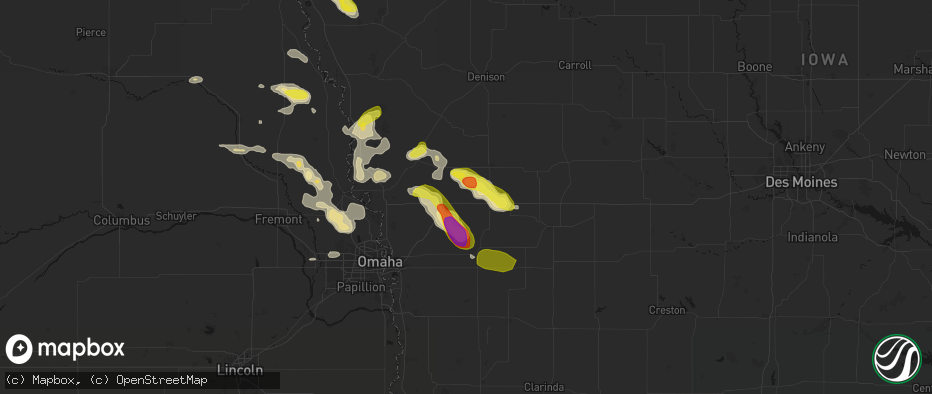Hail map in Shelby, IA on May 31, 2026