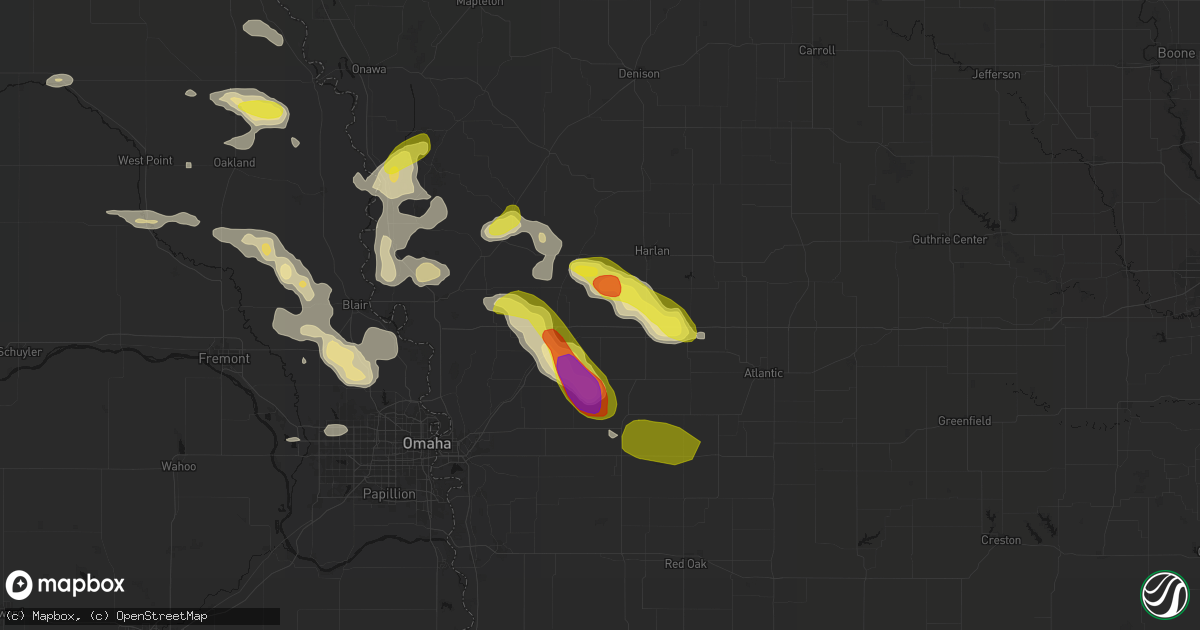 Hail map in Shelby, IA on May 31, 2026