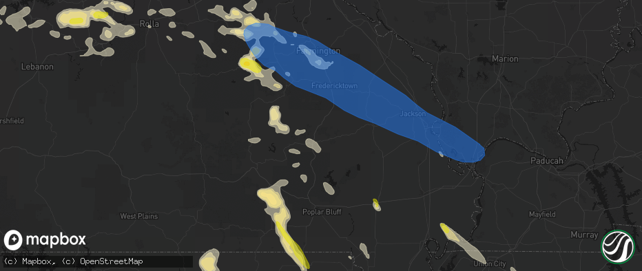 Hail map in Silva, MO on May 31, 2026