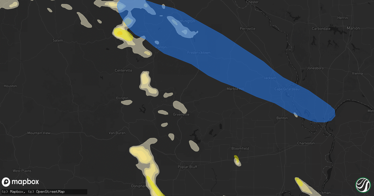 Hail map in Silva, MO on May 31, 2026
