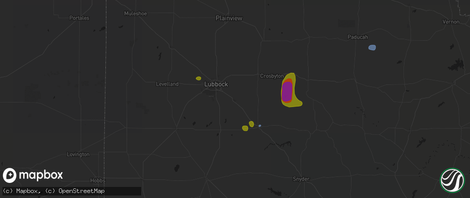 Hail map in Slaton, TX on May 31, 2026
