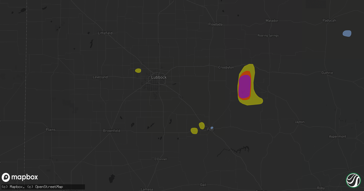 Hail map in Slaton, TX on May 31, 2026