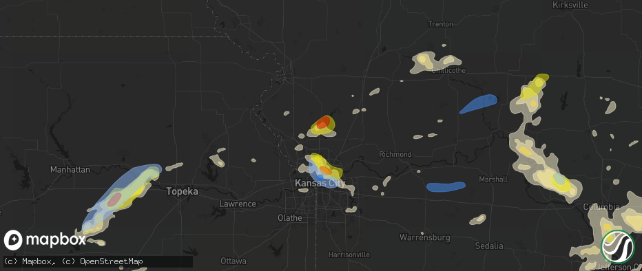 Hail map in Smithville, MO on May 31, 2026