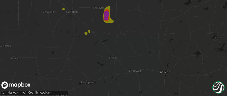 Hail map in Snyder, TX on May 31, 2026