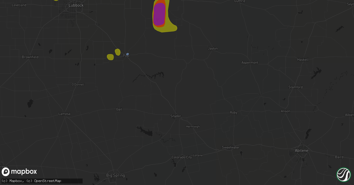 Hail map in Snyder, TX on May 31, 2026