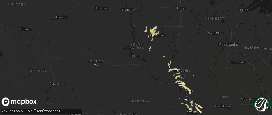 Hail map in South Dakota on May 31, 2026