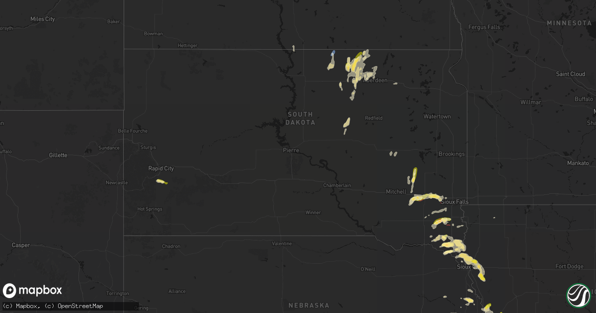 Hail map in South Dakota on May 31, 2026