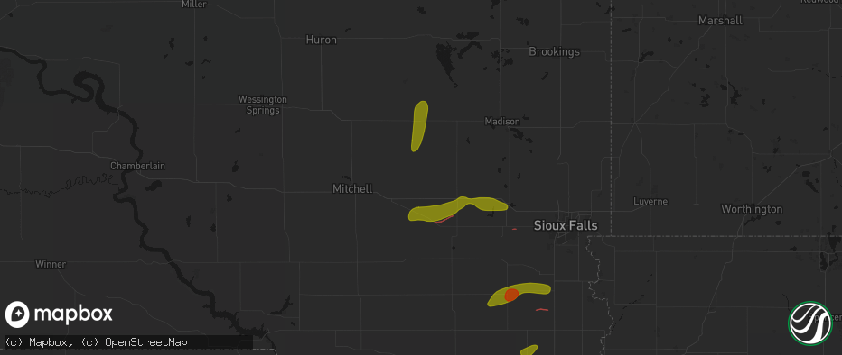 Hail map in Spencer, SD on May 31, 2026