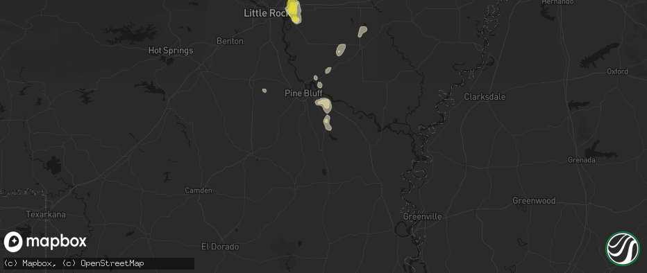 Hail map in Star City, AR on May 31, 2026
