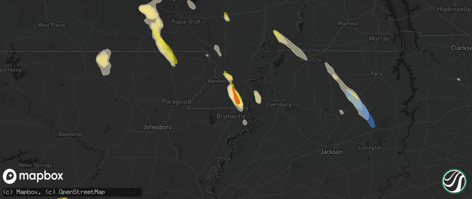 Hail map in Steele, MO on May 31, 2026