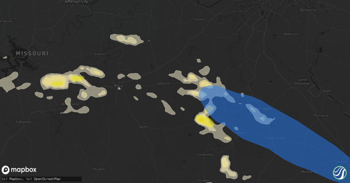 Hail map in Steelville, MO on May 31, 2026
