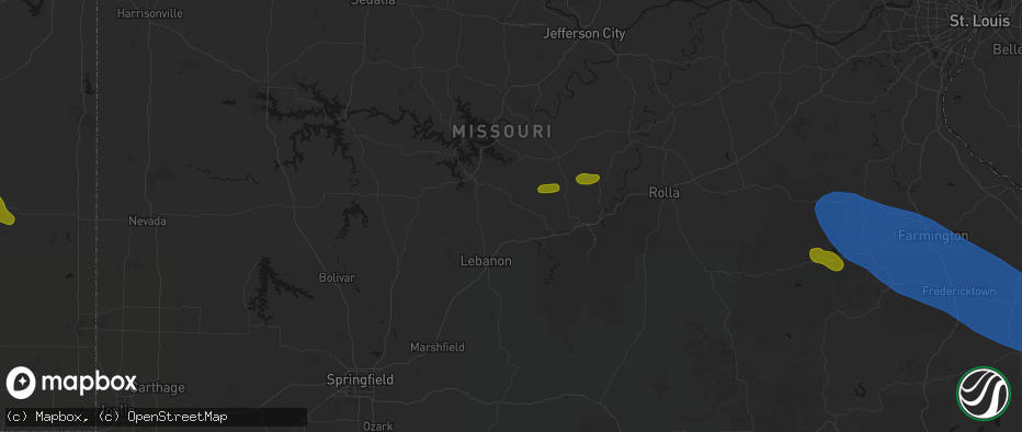 Hail map in Stoutland, MO on May 31, 2026