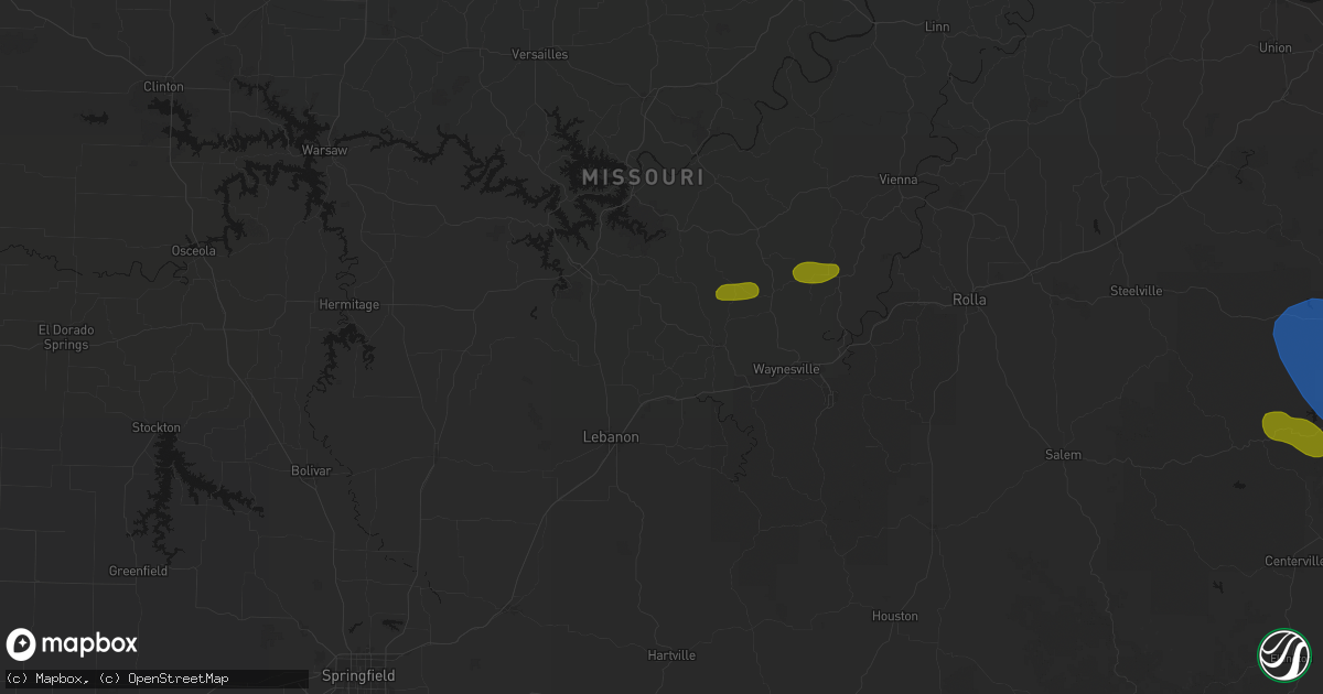 Hail map in Stoutland, MO on May 31, 2026